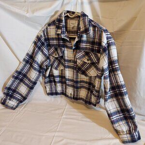 Soft Flannel Cropped Zip Front Jacket by Warm and Cozy Lifestyle by Poof